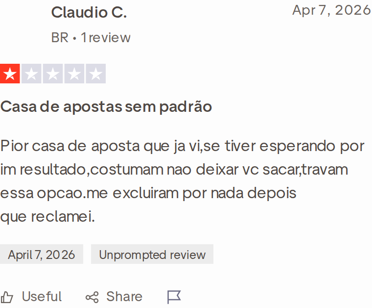 Trustpilot: Casa de apostas sem padrão